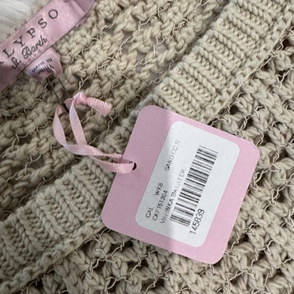 Calypso St. Barth Varinka Beige Open-Knit Sweater size small $350 - Picture 7 of 11